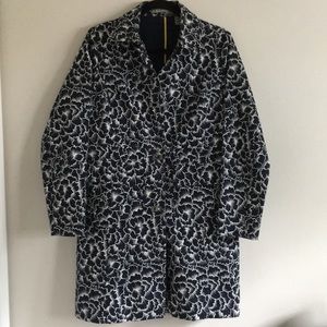 Navy Flowered Trench Coat